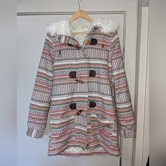 Roxy Jackets & Blazers - Roxy Multicolor Striped Pea Coat